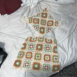 Crochet Open Back Mini Dress